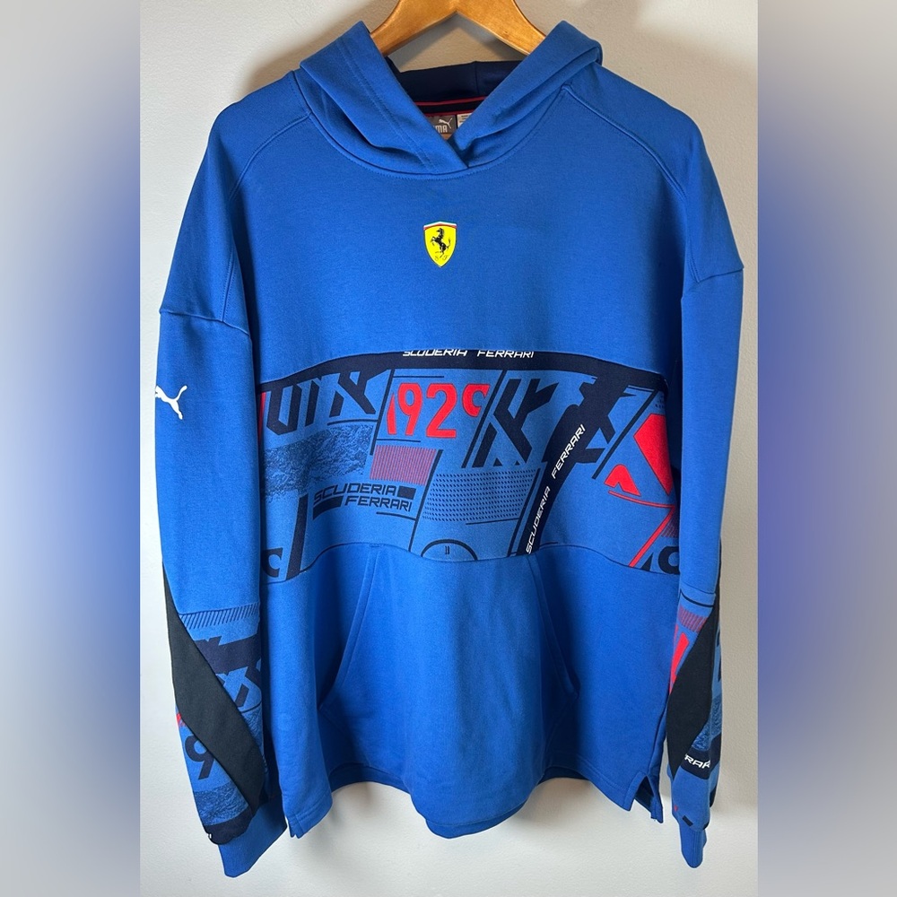 PUMA Men’s Formula 1 Scuderia Ferrari Street Sweater Hoodie Galaxy Blue Size L